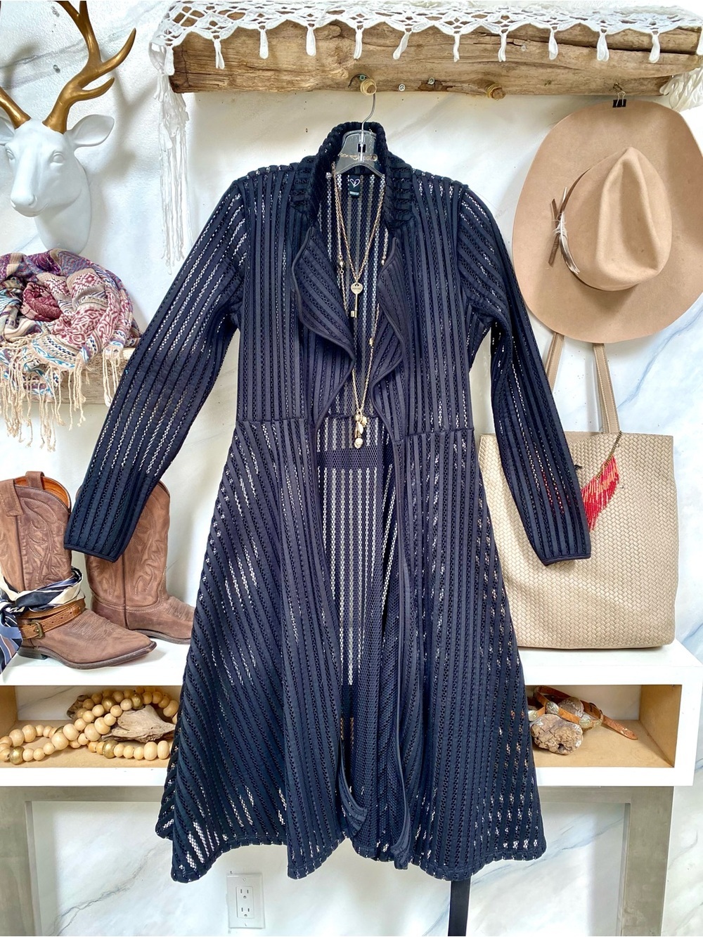 Semi sheer boho trench jacket w resort vacay shabby chic vibe
